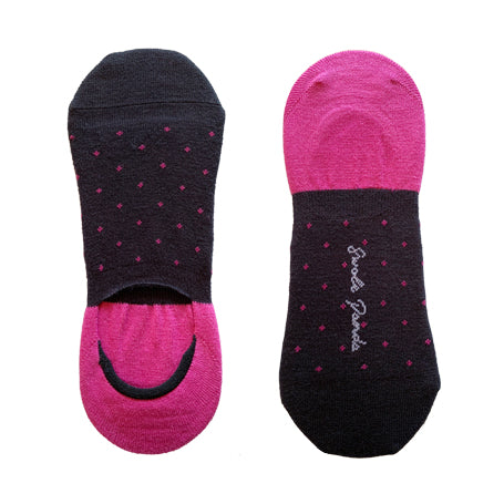 spotted pink no show bamboo socks by Swole Panda