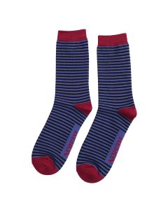 Mini Stripe Bamboo Socks in Black and Blue by Mr Heron, Size UK 7-11-bamboofeet