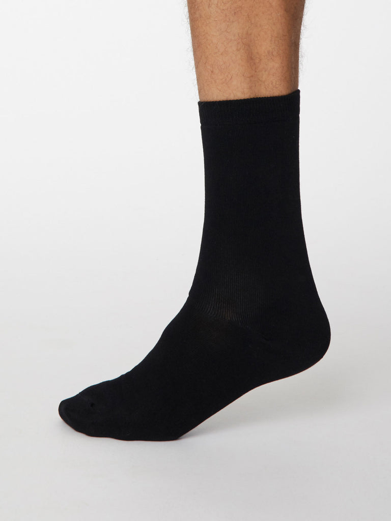 Jimmy Bamboo and Organic Cotton Blend Plain Socks in Black by Thought-bamboofeet