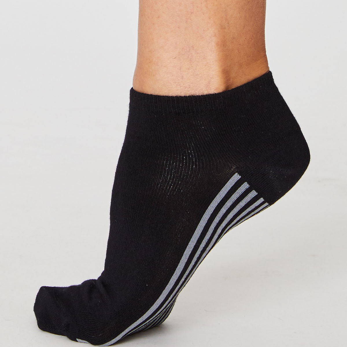 Solid Jane Plain Bamboo Trainer Sock in Black by Thought, Size 4-7-bamboofeet