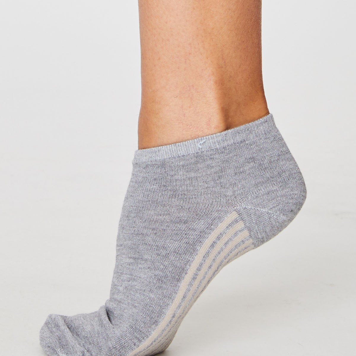 Solid Jane Plain Bamboo Trainer Sock in Mid Grey Marle by Thought, Size 4-7-bamboofeet