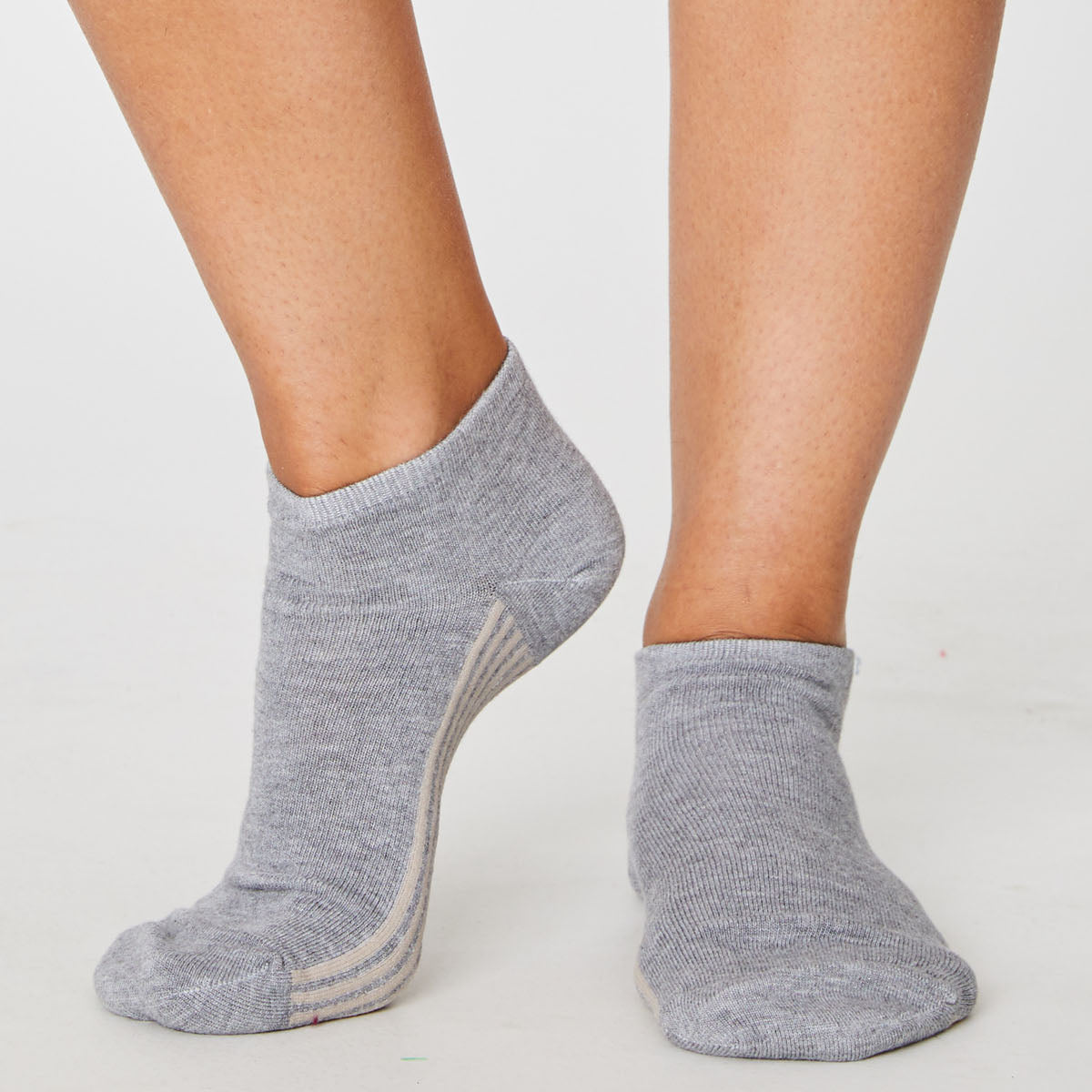 Solid Jane Plain Bamboo Trainer Sock in Mid Grey Marle by Thought, Size 4-7-bamboofeet