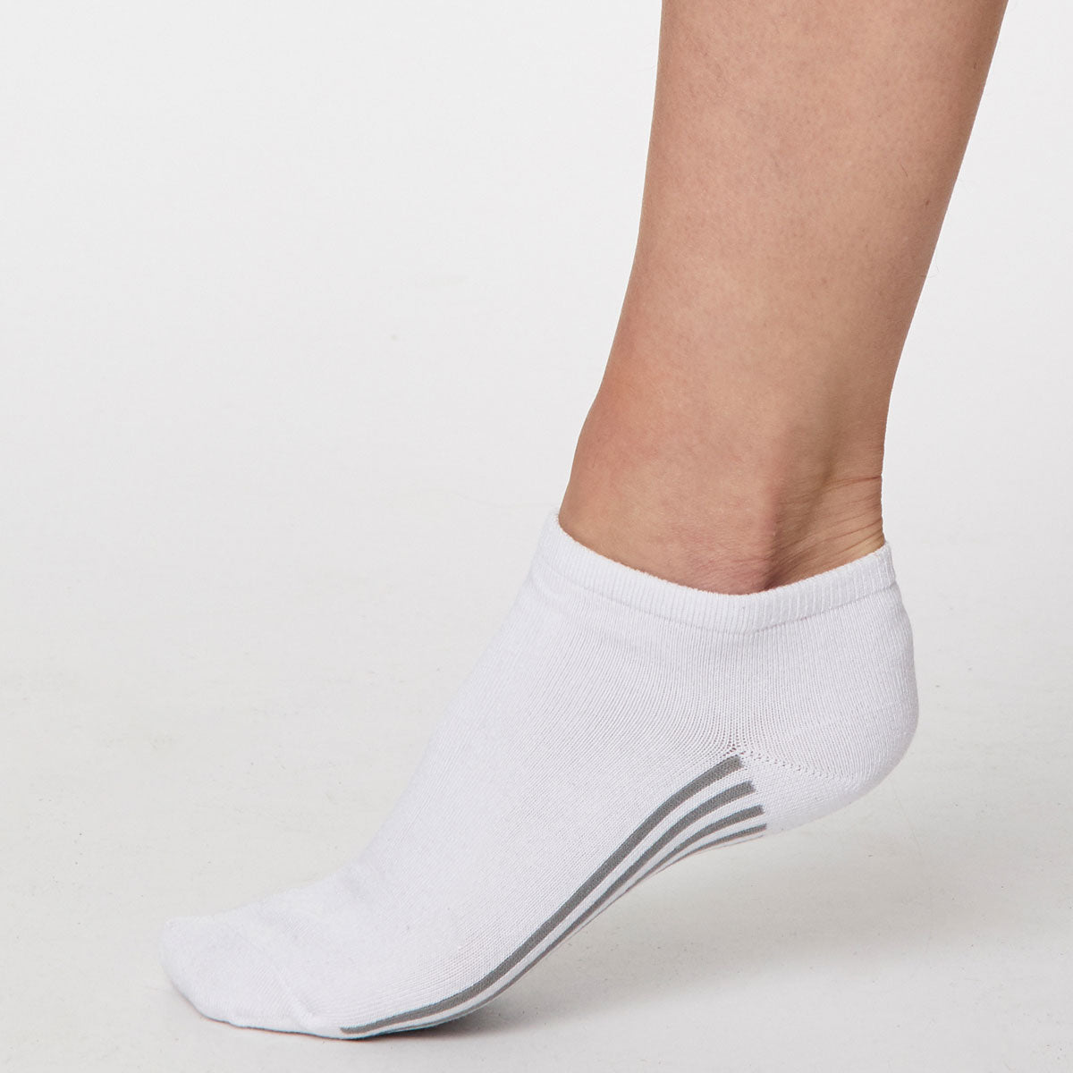 Solid Jane Plain Bamboo Trainer Sock in White by Thought, Size 4-7-bamboofeet