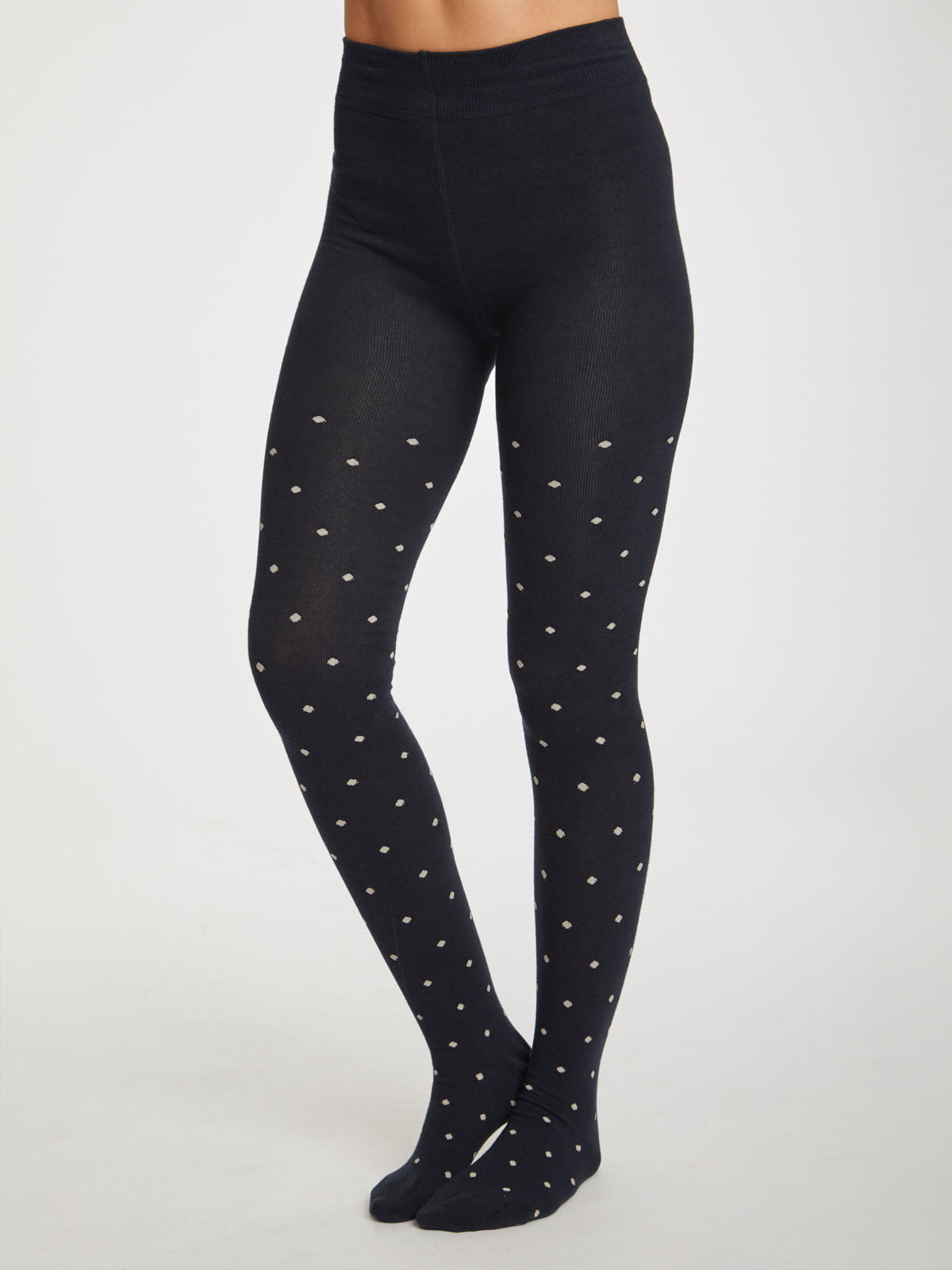 Spot Bamboo Tights in Midnight Navy by Thought-bamboofeet