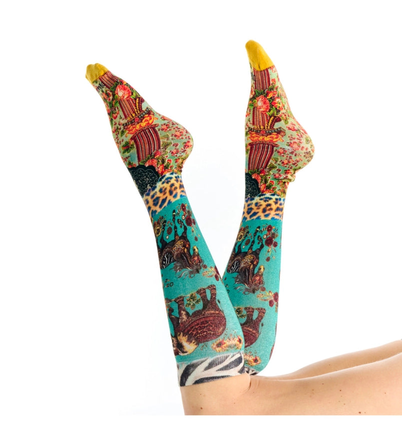 patterned bamboo knee high socks by Dub & Drino