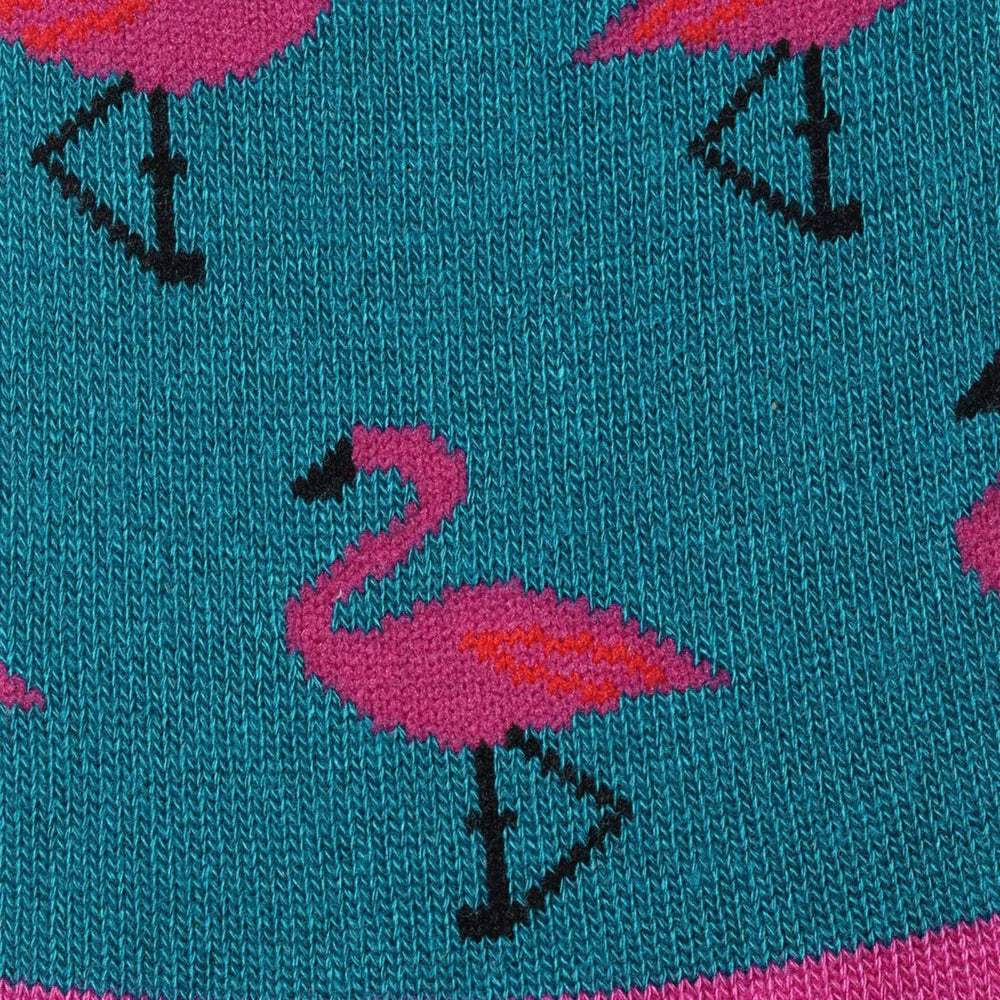 bamboo no show socks with a flamingo theme