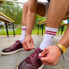 white athletic bamboo socks by Swole Panda