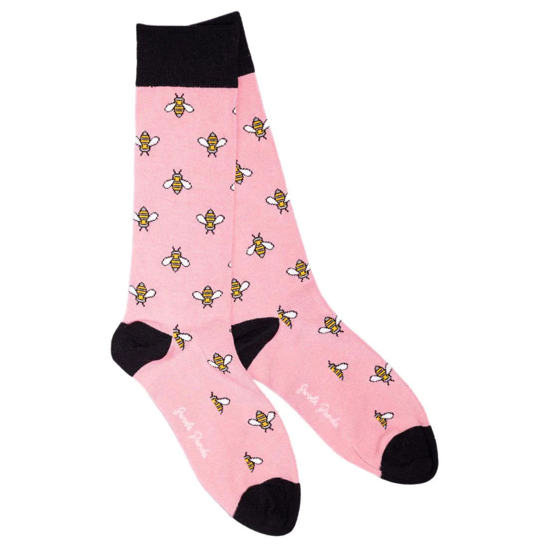 ladies pink bamboo socks with bee pattern
