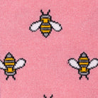 ladies pink bamboo socks with bee pattern