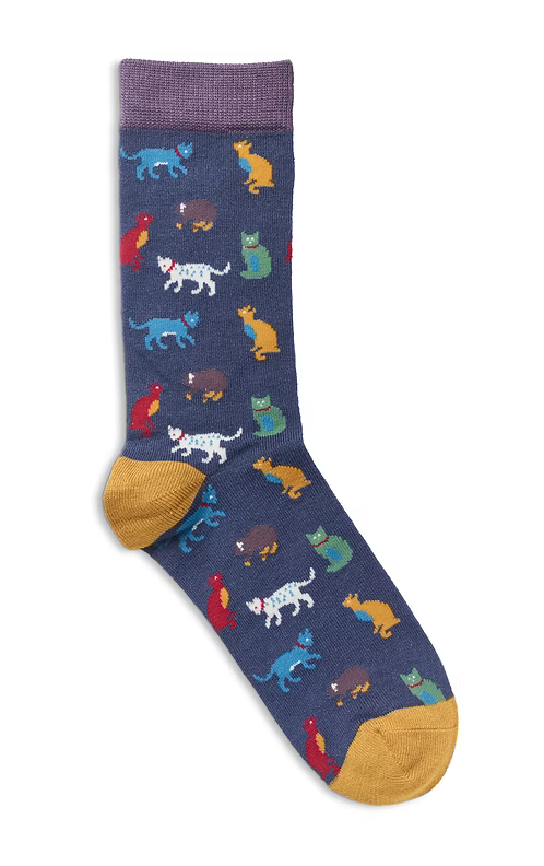 Colourful bamboo socks with cat pattern