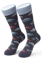 Pair of socks with car pattern