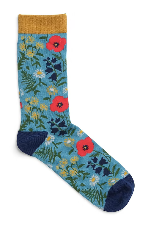 Colourful floral-patterned sock