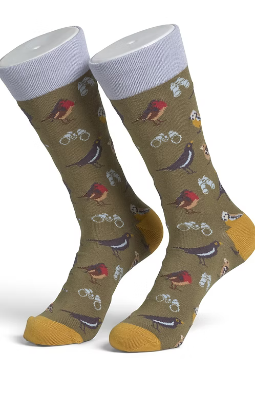 Pair of socks with bird pattern