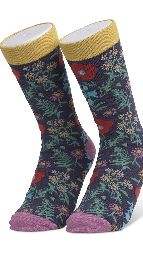 Pair of socks with floral pattern