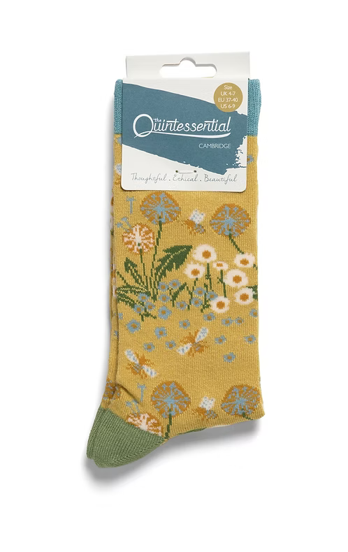 Floral-patterned sock with packaging