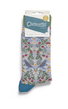 Packaged sock with floral pattern