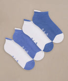 set of luxe trainer socks in blue and white by BAM