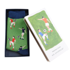 football theme bamboo socks in a matchbox style gift box