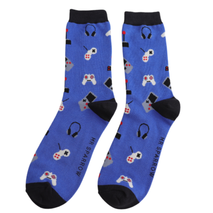 gaming theme bamboo socks in a matchbox style gift box