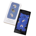 gaming theme bamboo socks in a matchbox style gift box