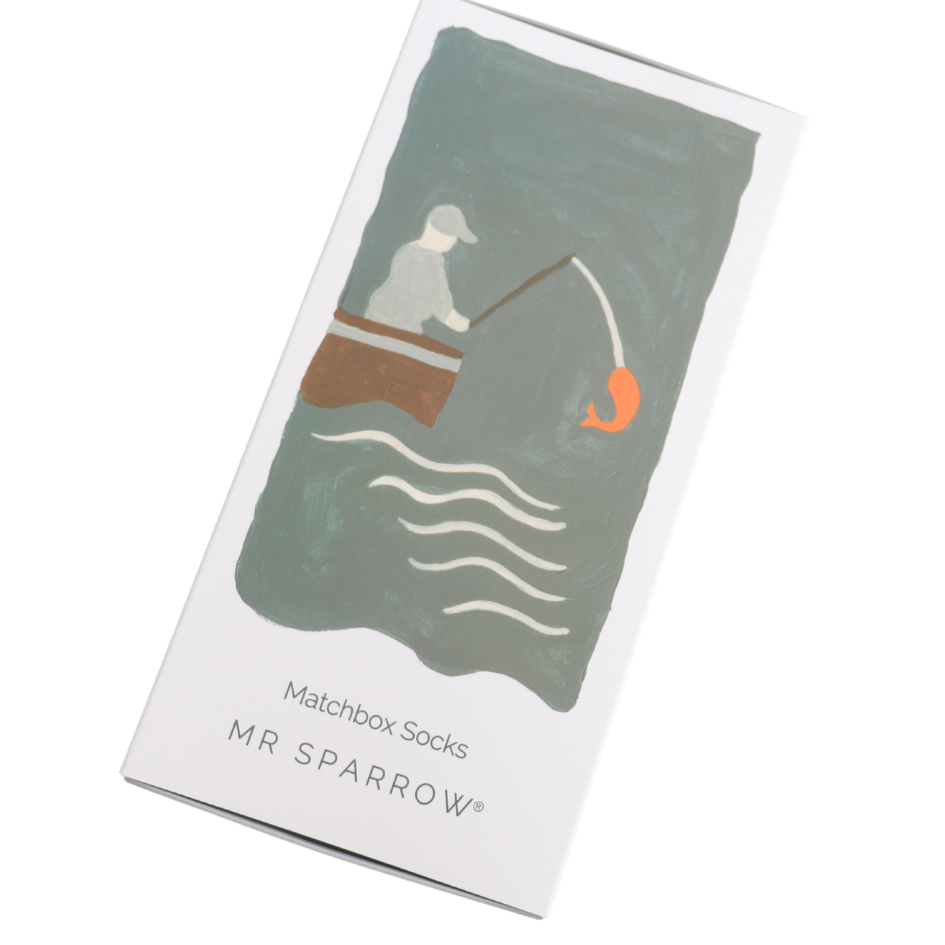 fishing theme bamboo socks in a matchbox style gift box y Mr Sparrow