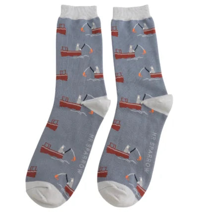 fishing theme bamboo socks in a matchbox style gift box y Mr Sparrow