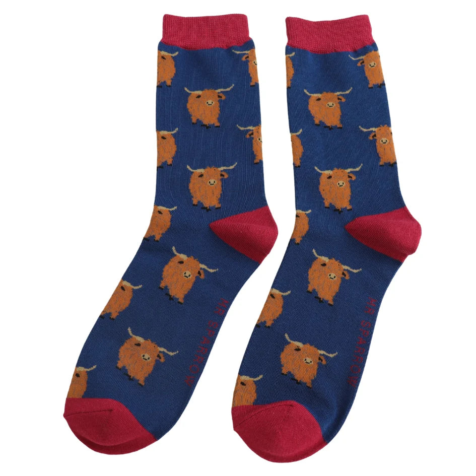 Highland herd matchbox bamboo socks by Mr Sparrow
