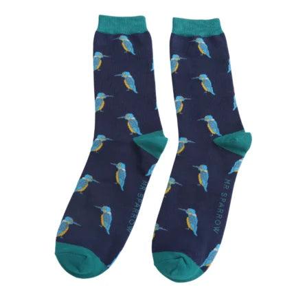 kingfishers matchbox bamboo socks by Mr Sparrow