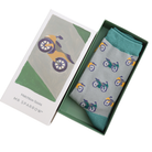 motorbike theme bamboo socks in a matchbox style gift box