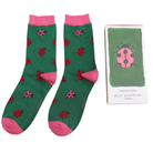 ladybug theme bamboo socks in a matchbox style gift box