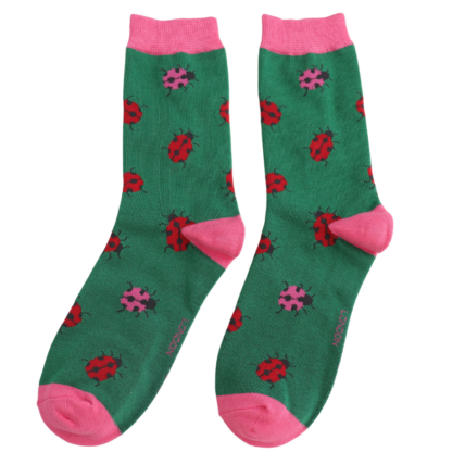 ladybug theme bamboo socks in a matchbox style gift box