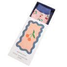 cherry theme bamboo socks in a matchbox style gift box