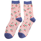 cherry theme bamboo socks in a matchbox style gift box