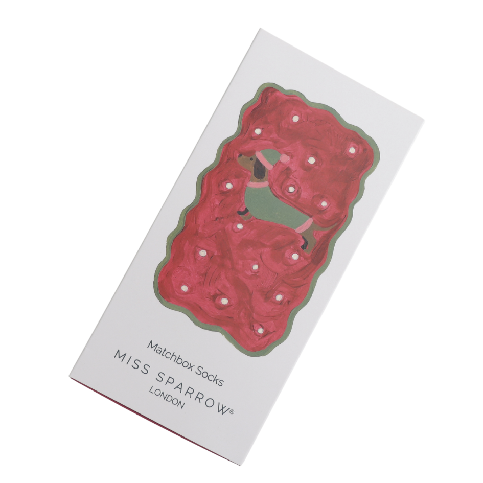 Festive Sausage Dogs Matchbox Bamboo Socks by Miss Sparrow