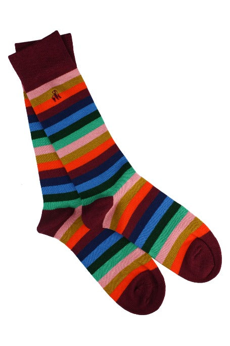 multi colour striped bamboo socks by Swole Panda