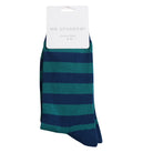 blue and green stripe bamboo socks by Mr Sparrow