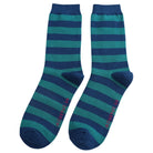 blue and green stripe bamboo socks by Mr Sparrow