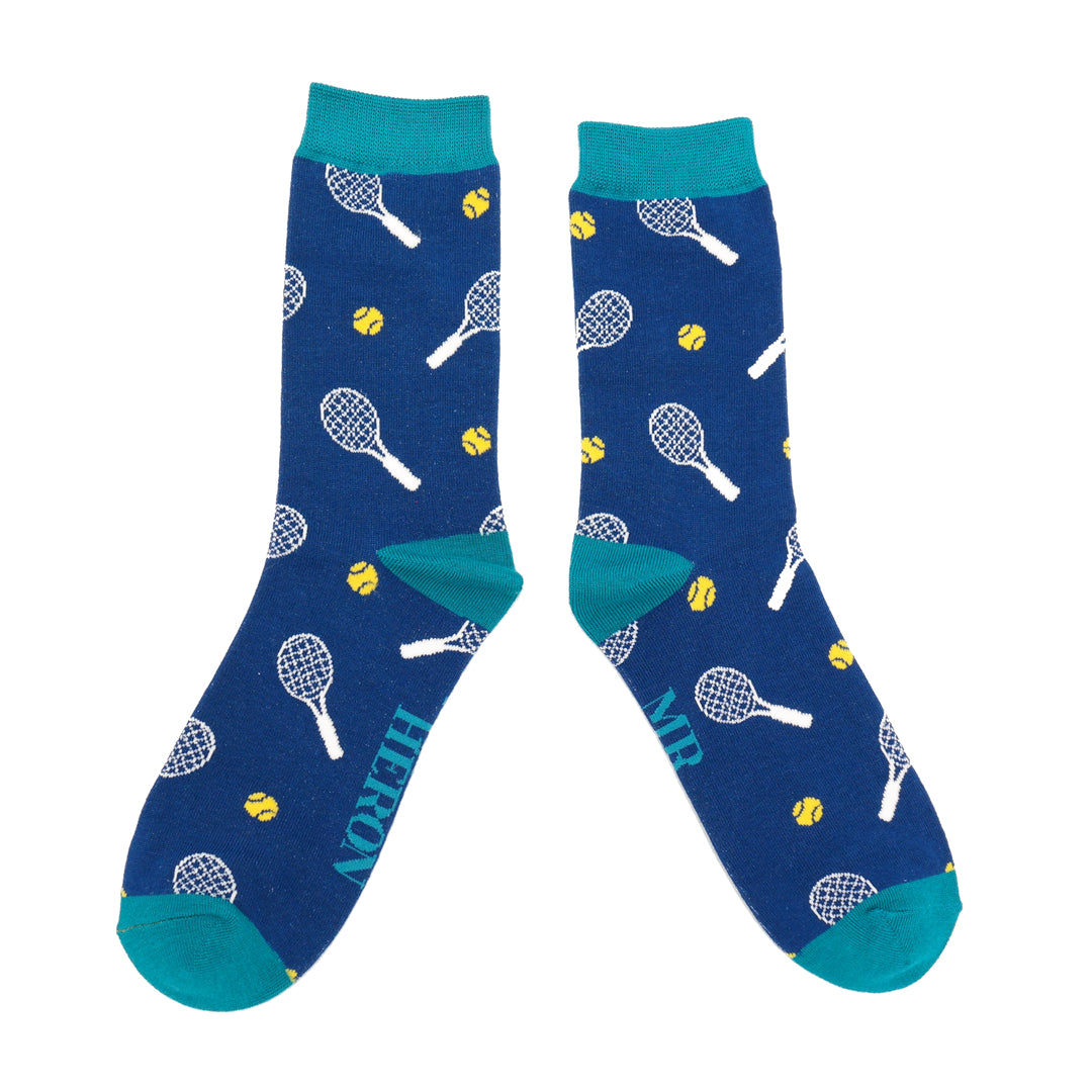 bamboo socks with tennis theme by Mr Heron