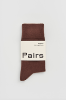 Earth Brown bamboo sock with Pairs packaging band