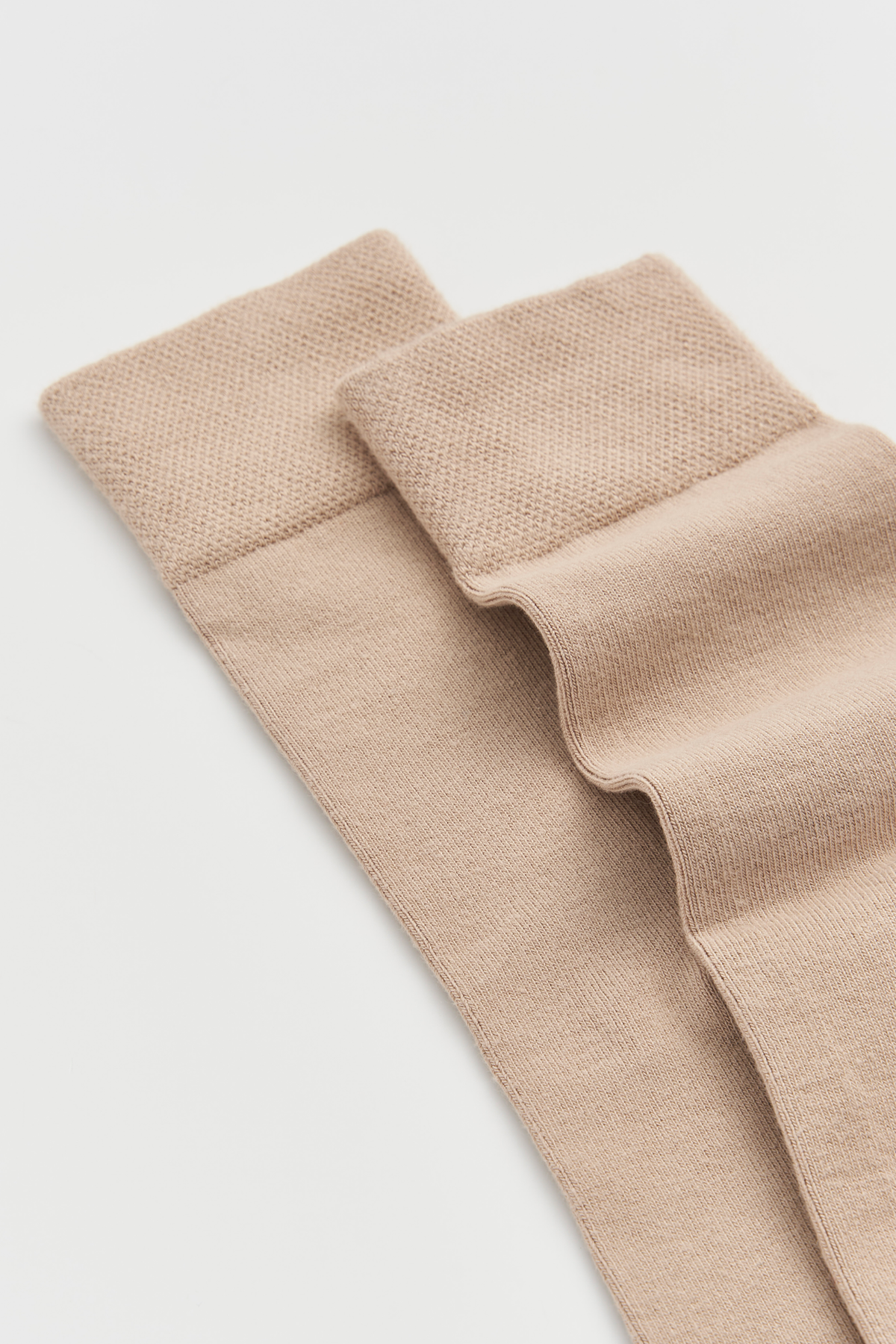 Comfort cuff detail on Milky Tea bamboo socks by Pairs Scotland