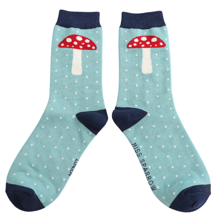 bamboo socks with toadstool design