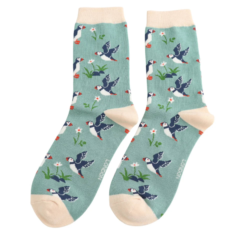 bamboo socks with puffin design