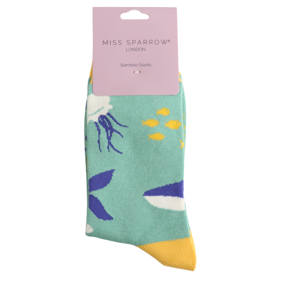 bamboo socks with underwater scene