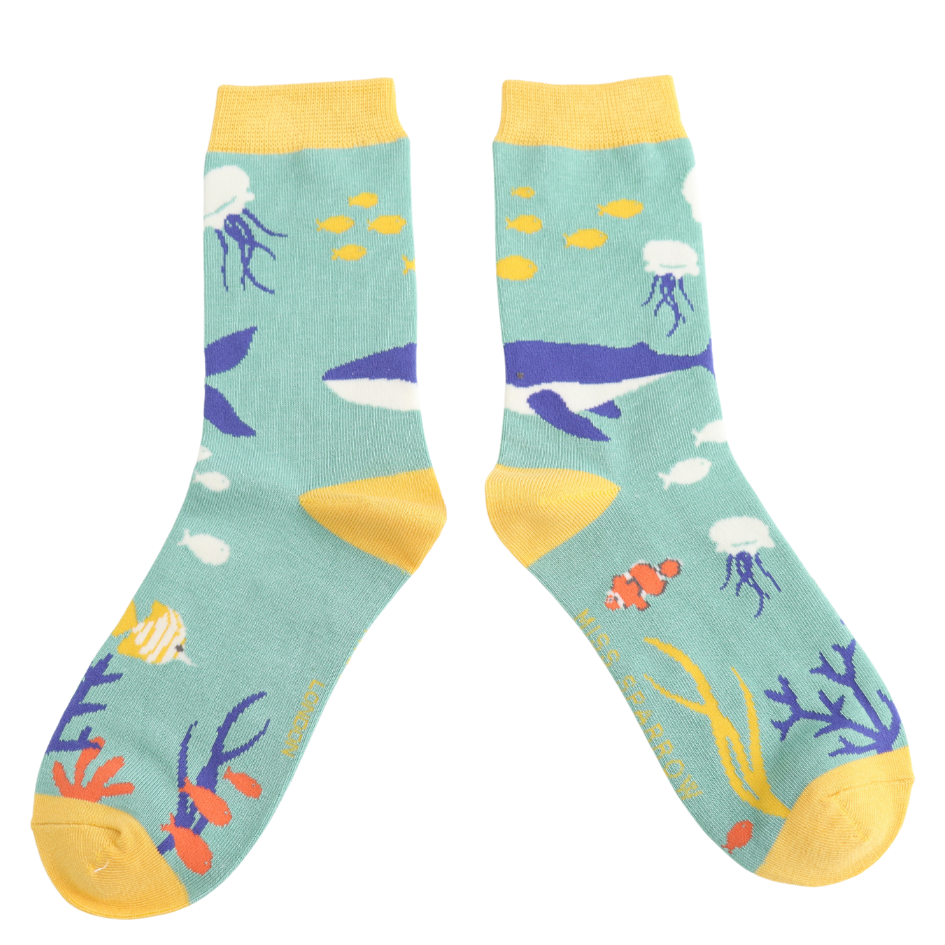 bamboo socks with underwater scene