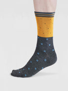 Grey and yellow bamboo socks by Thought