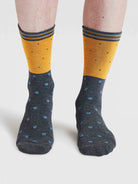 Grey and yellow bamboo socks by Thought