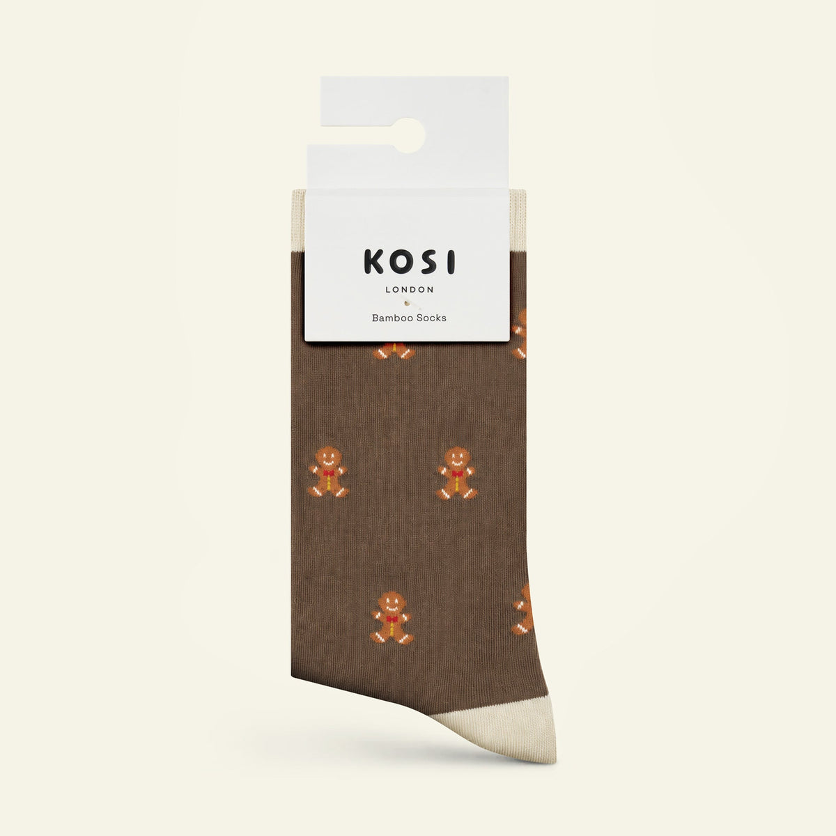 Bamboo socks with a gingerbread man print by Kosi