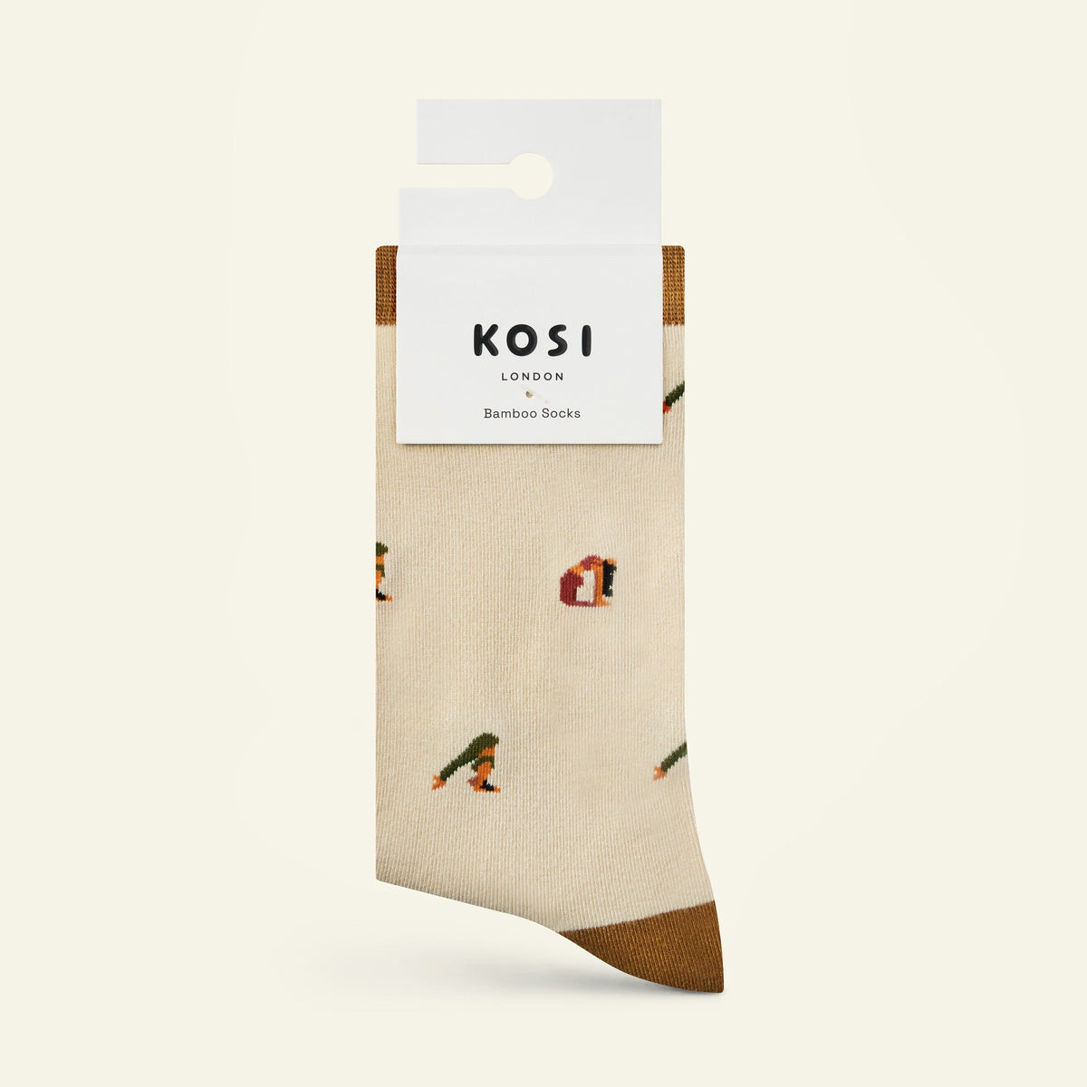 Bamboo socks with a yoga print by Kosi