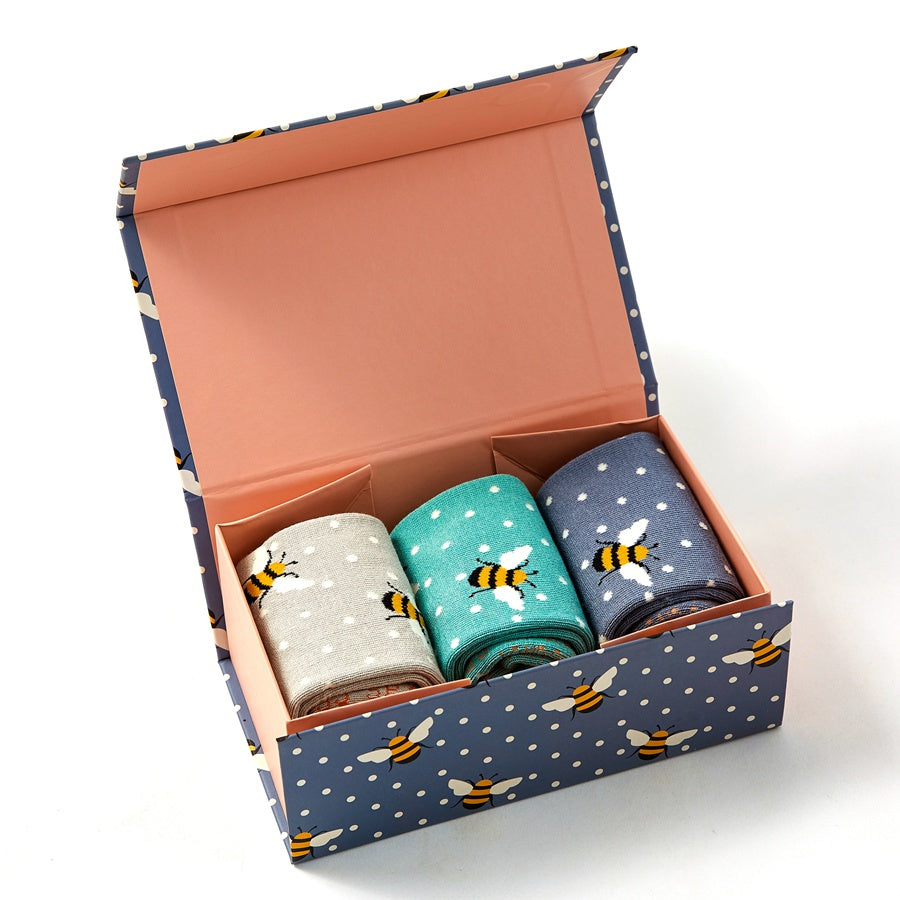 Bee bamboo socks gift box by Miss Sparrow