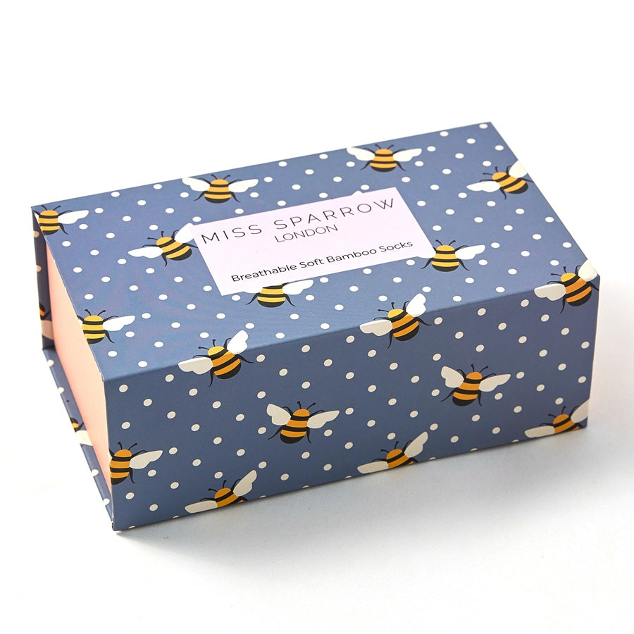 Bee bamboo socks gift box by Miss Sparrow